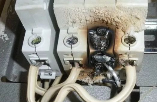 The electrical panel has melted